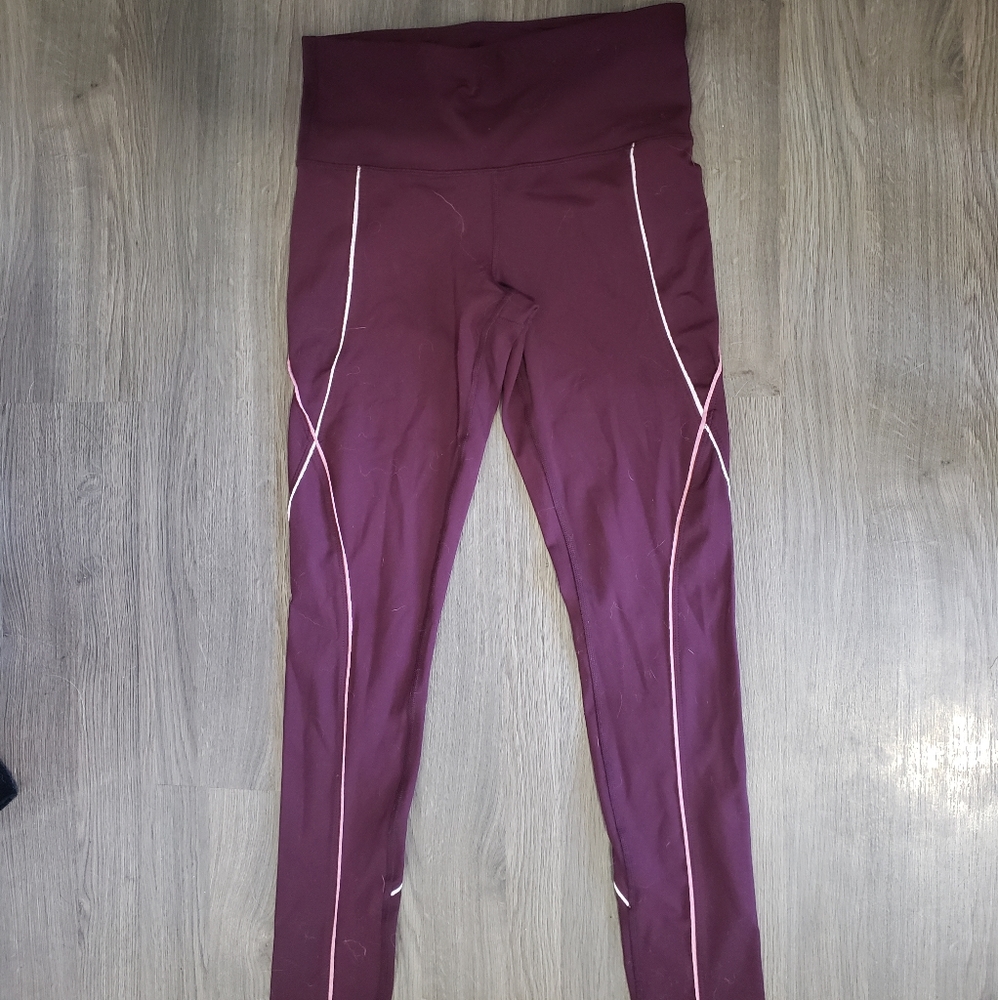 Burgundy high-waisted leggings